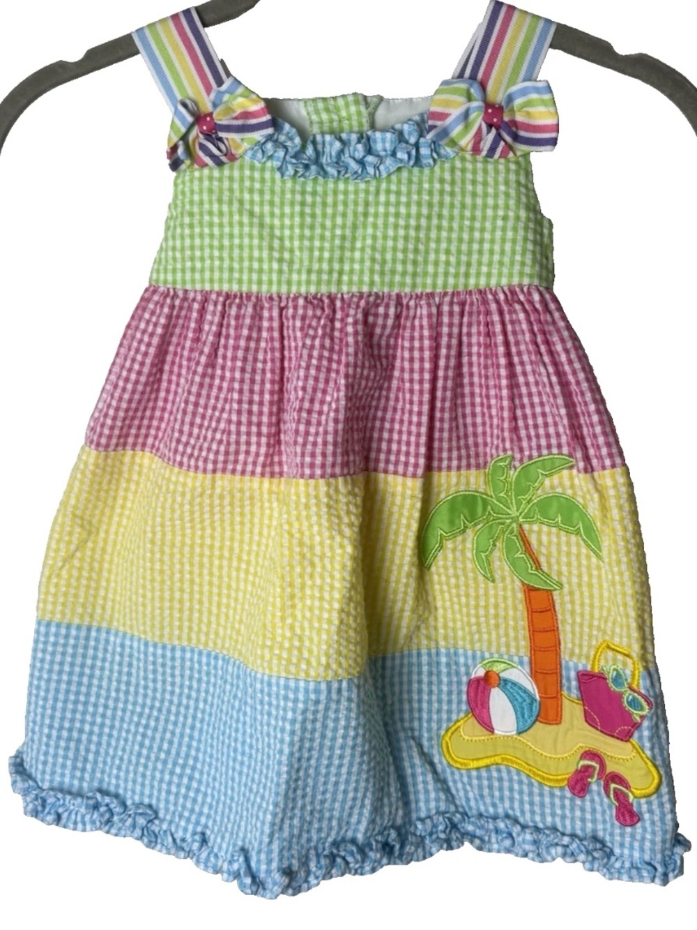 Emily Rose Girls Dress Size 2T Toddler Sundress Colorful Gingham Plaid Cotton
